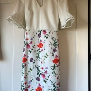Ted Baker White Dress with Floral Design